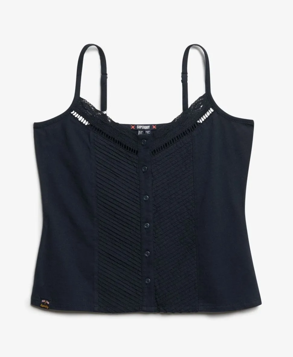 Lace Button Through Cami Top
