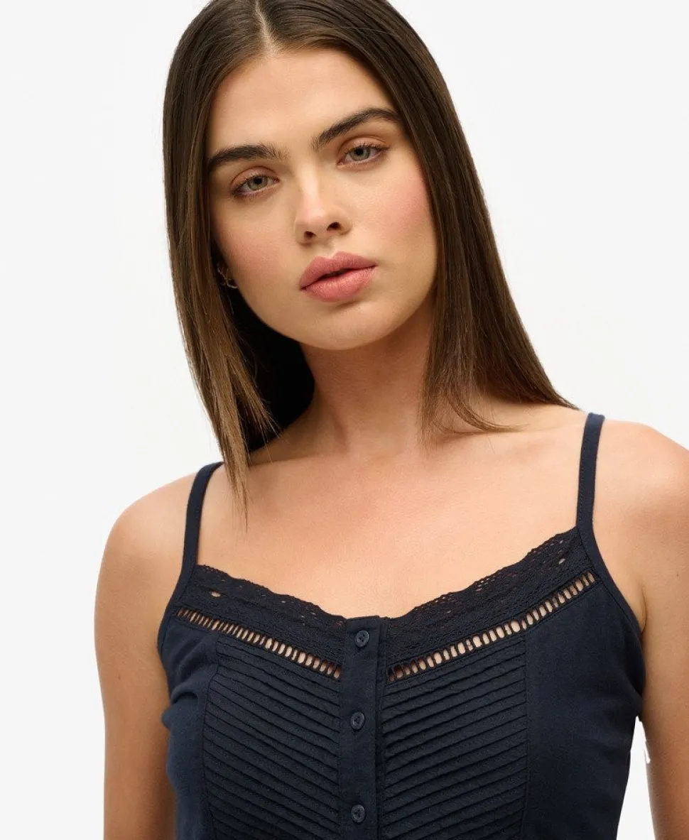 Lace Button Through Cami Top
