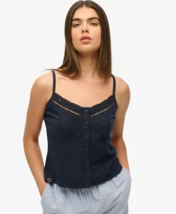 Lace Button Through Cami Top