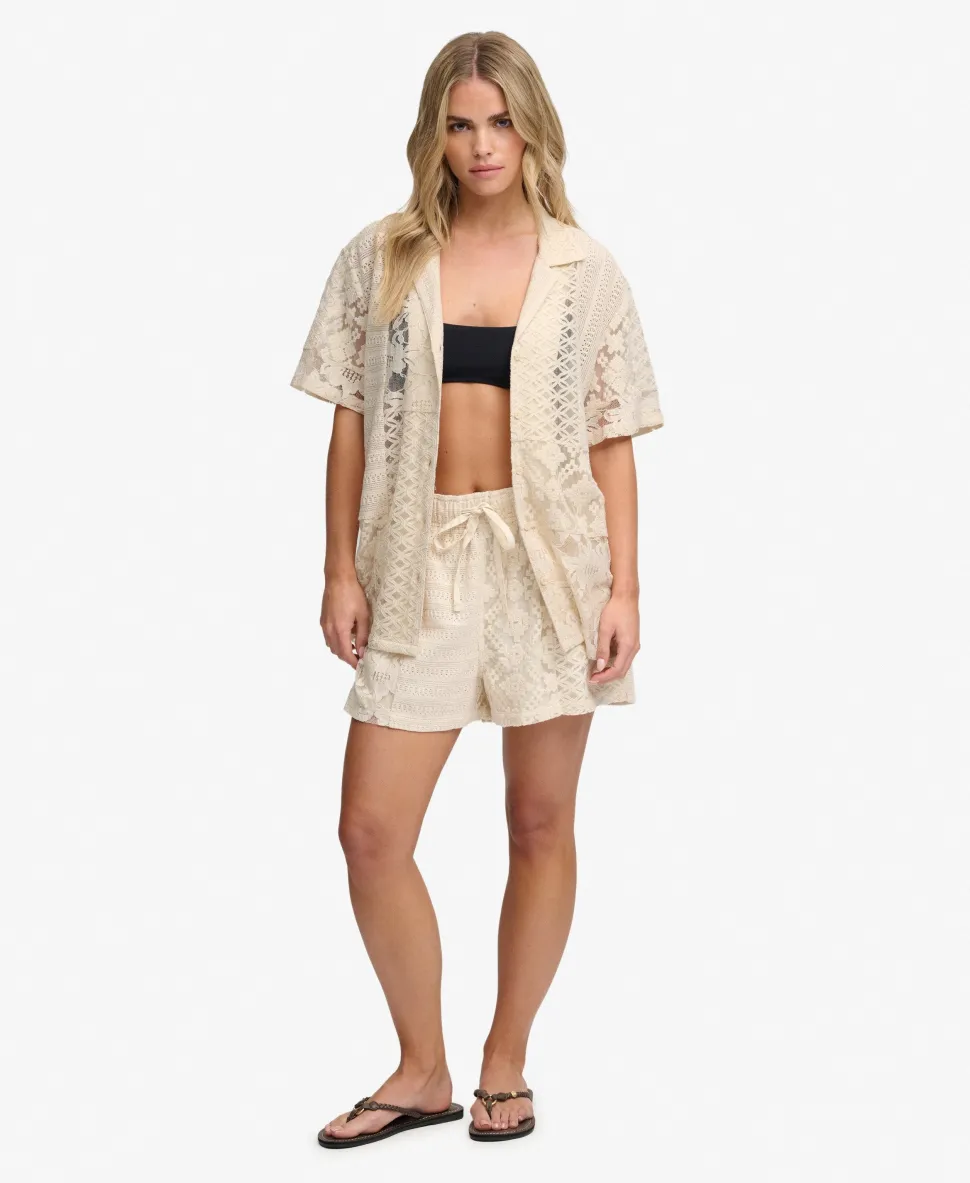 Lace Patchwork Beach Resort Shirt