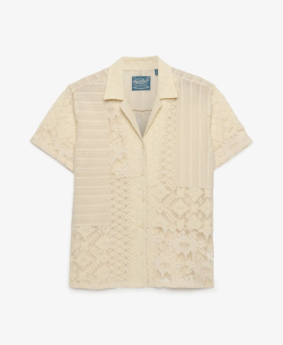 Lace Patchwork Beach Resort Shirt
