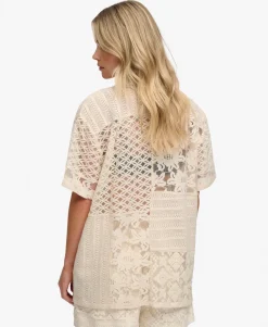 Lace Patchwork Beach Resort Shirt
