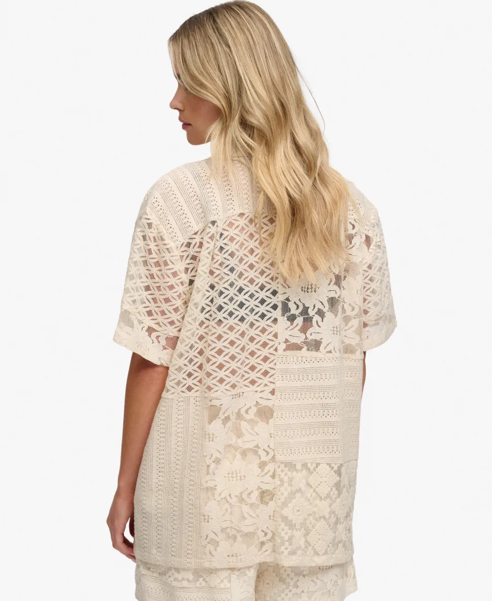 Lace Patchwork Beach Resort Shirt