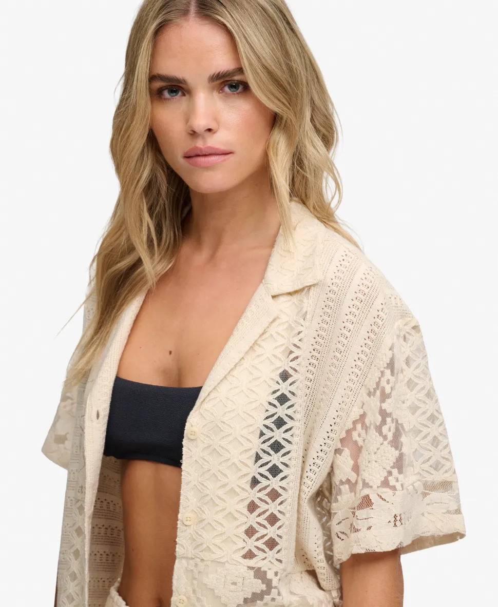 Lace Patchwork Beach Resort Shirt