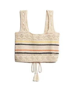 Lace-up Crochet Cropped Vest Top