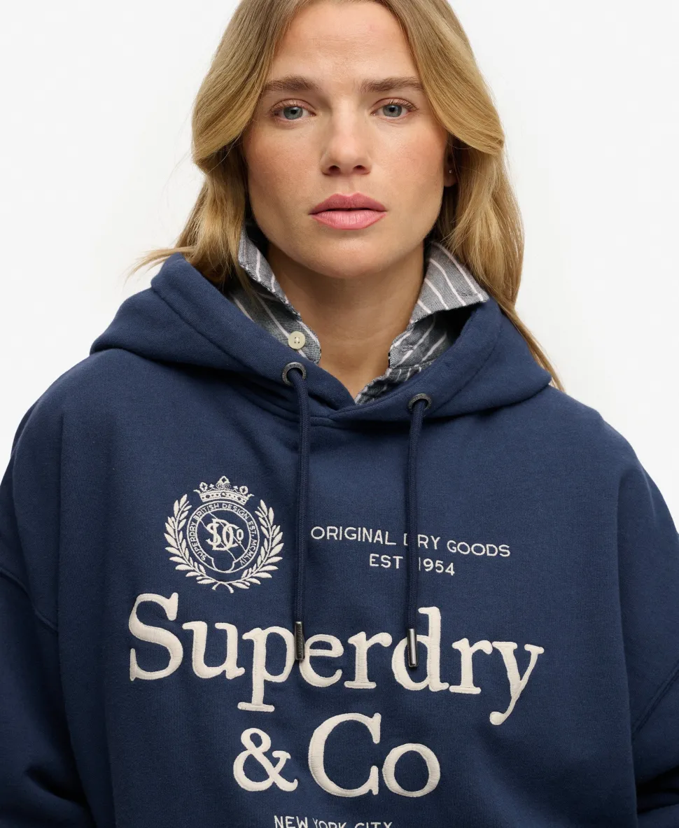Luxe Casual Embroidered Relaxed Hoodie