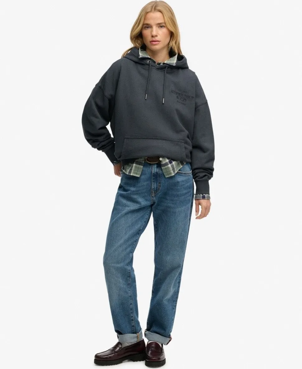 Luxe Casual Embroidered Relaxed Hoodie
