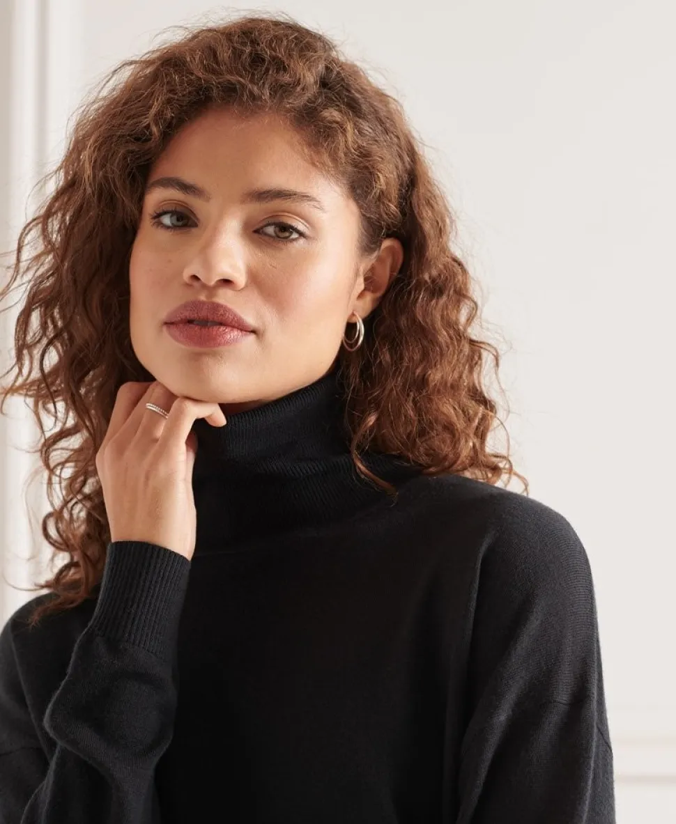 Merino Drop Shoulder Roll Neck Jumper