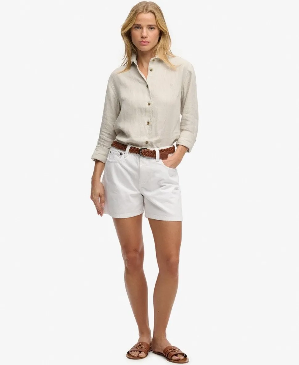 Mid Rise Denim Shorts