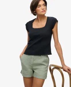 Mid Rise Linen Shorts