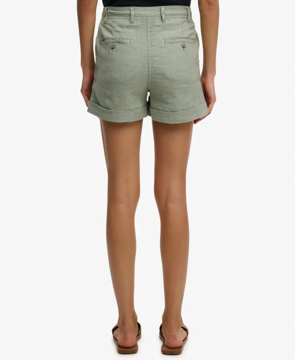 Mid Rise Linen Shorts