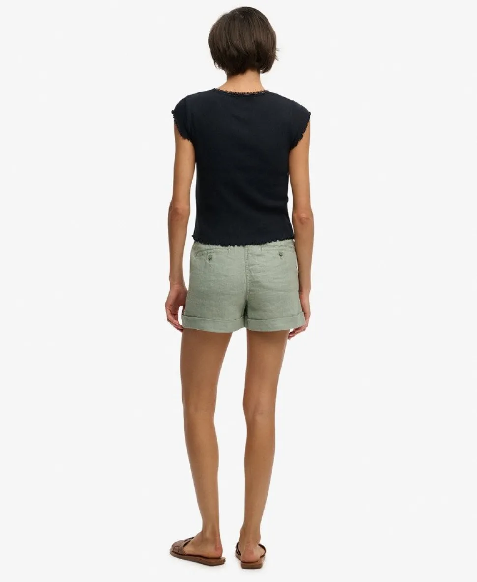 Mid Rise Linen Shorts