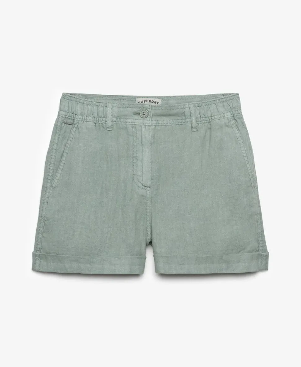 Mid Rise Linen Shorts