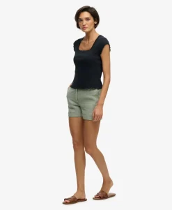 Mid Rise Linen Shorts