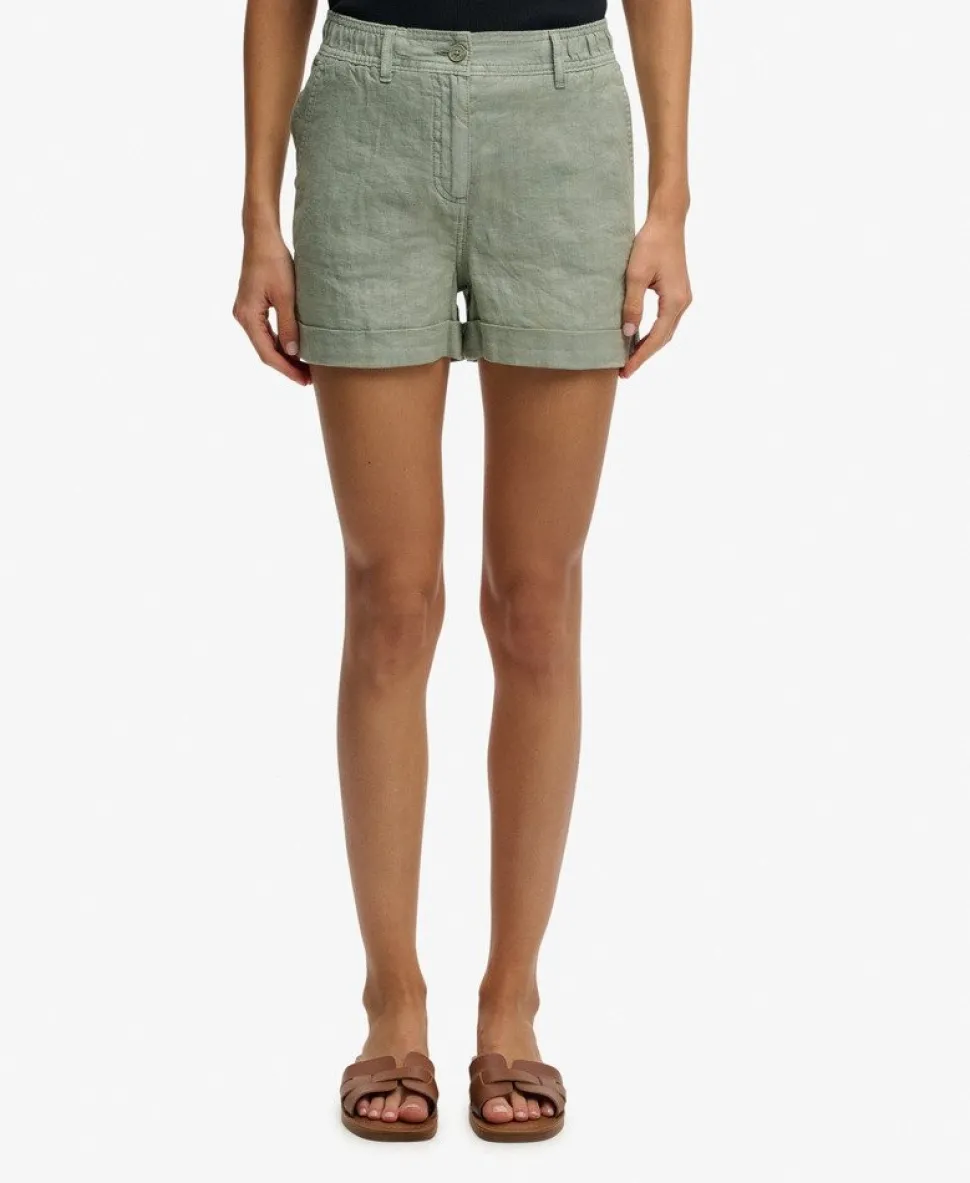 Mid Rise Linen Shorts