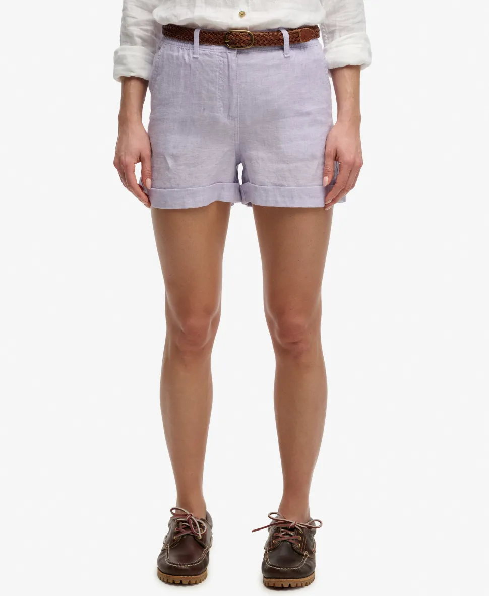 Mid Rise Linen Shorts