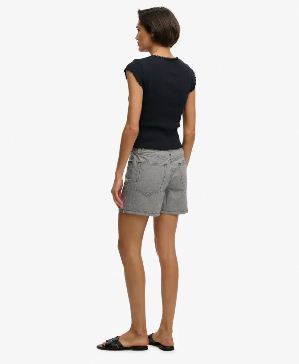 Mid Rise Stripe Shorts