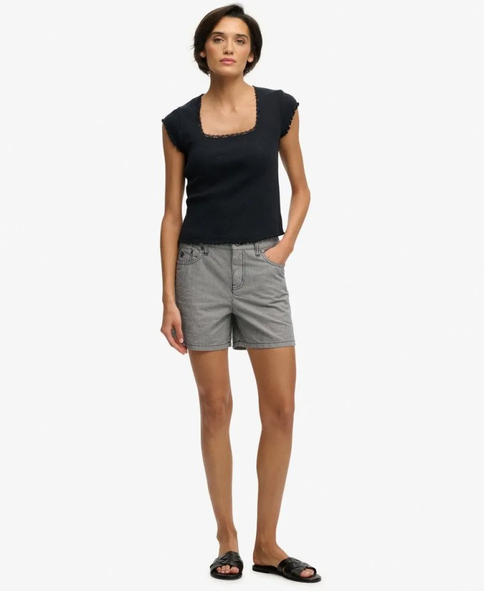 Mid Rise Stripe Shorts