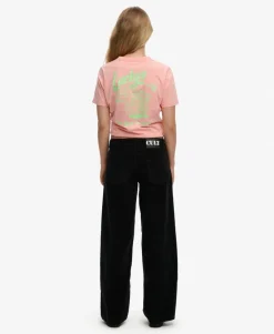 Mid Waist Baggy Mini Cord Pants