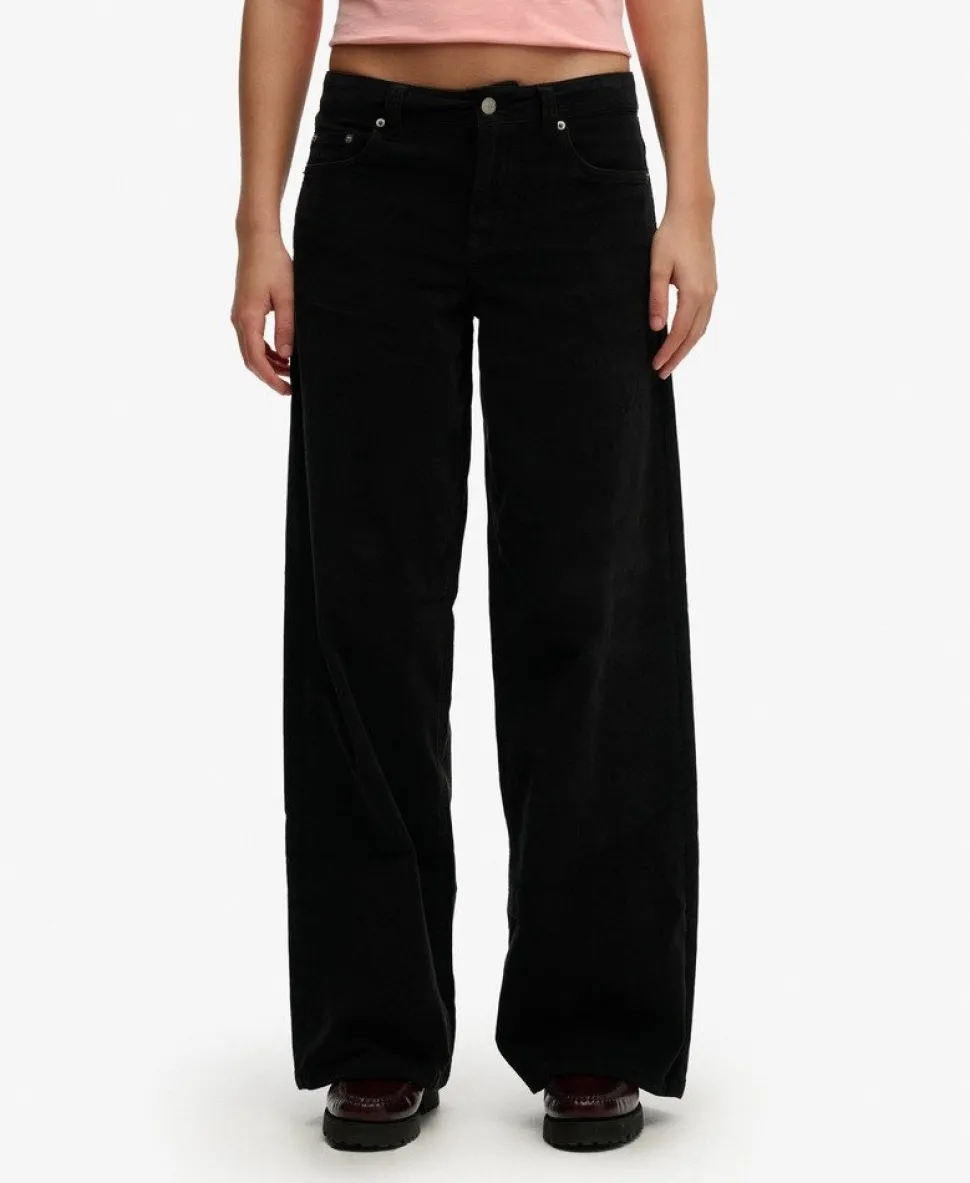 Mid Waist Baggy Mini Cord Pants