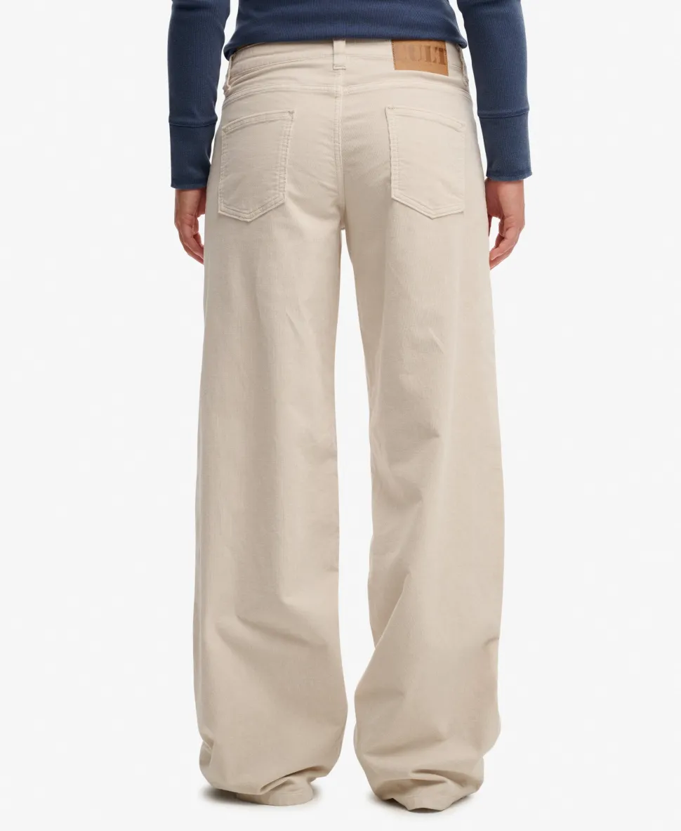 Mid Waist Baggy Mini Cord Pants