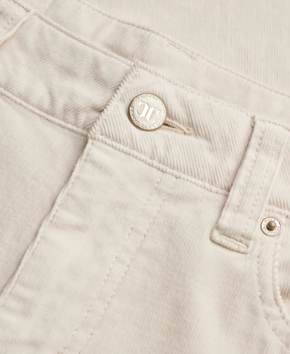 Mid Waist Baggy Mini Cord Pants
