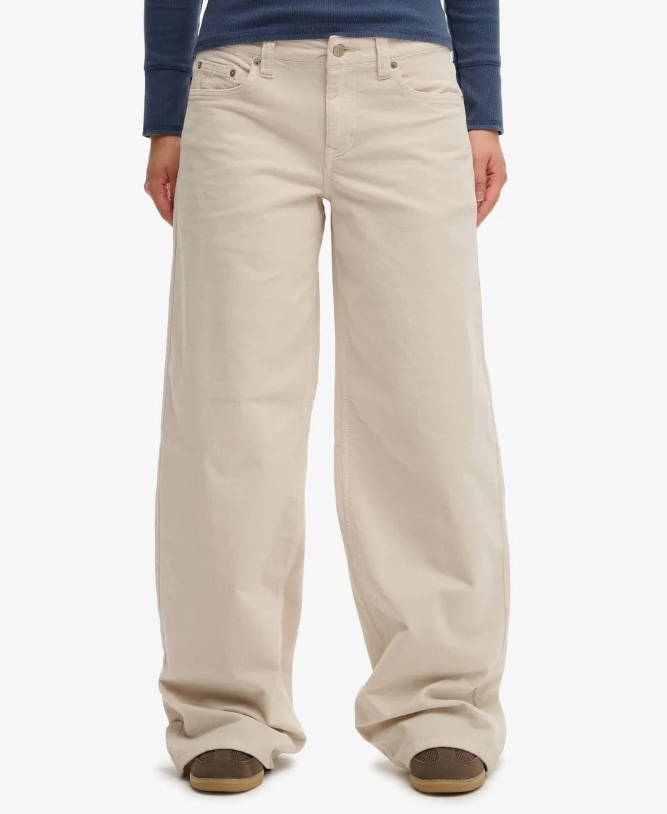 Mid Waist Baggy Mini Cord Pants