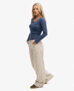 Mid Waist Baggy Mini Cord Pants