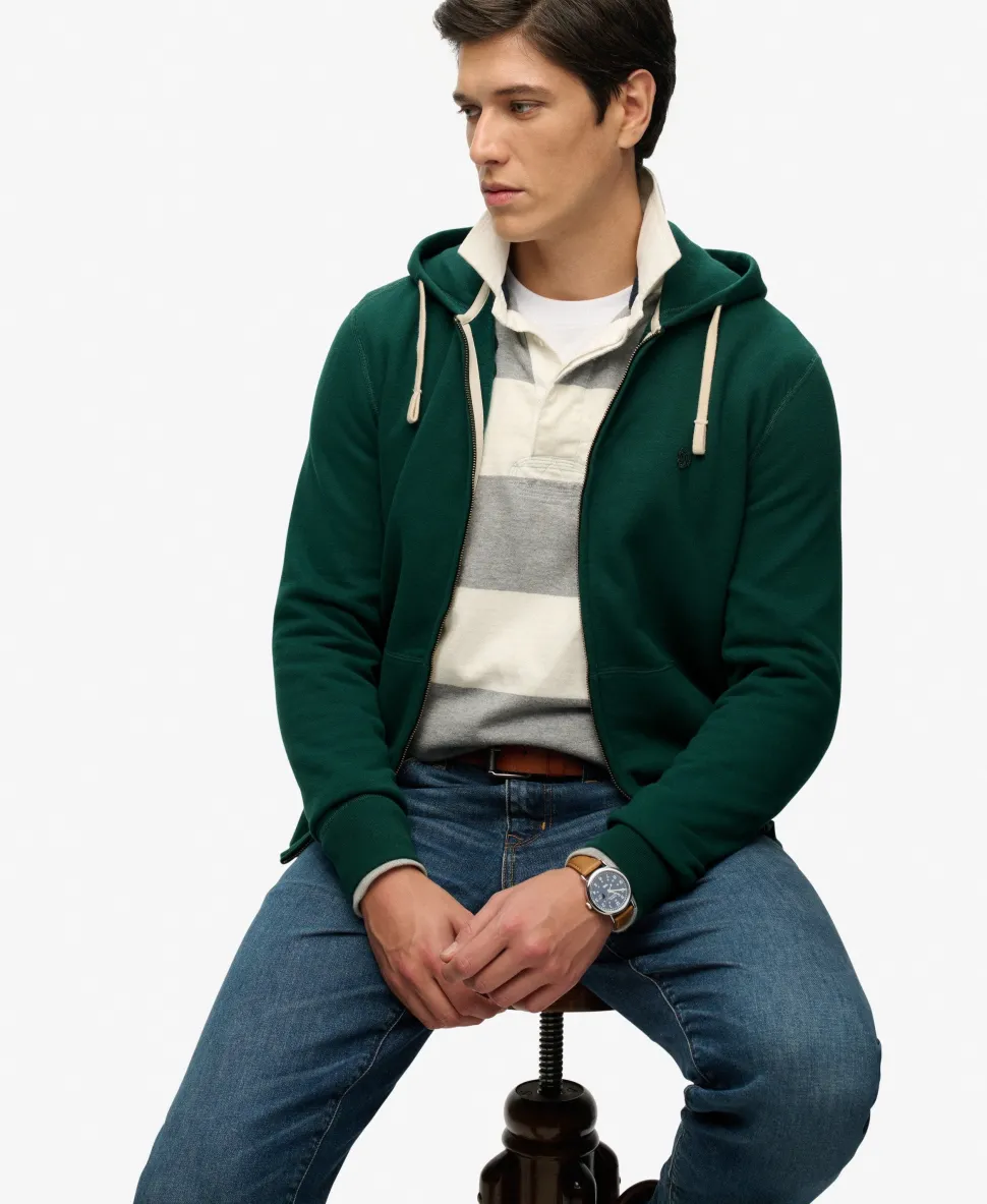 Monogram Embroidered Zip Hoodie
