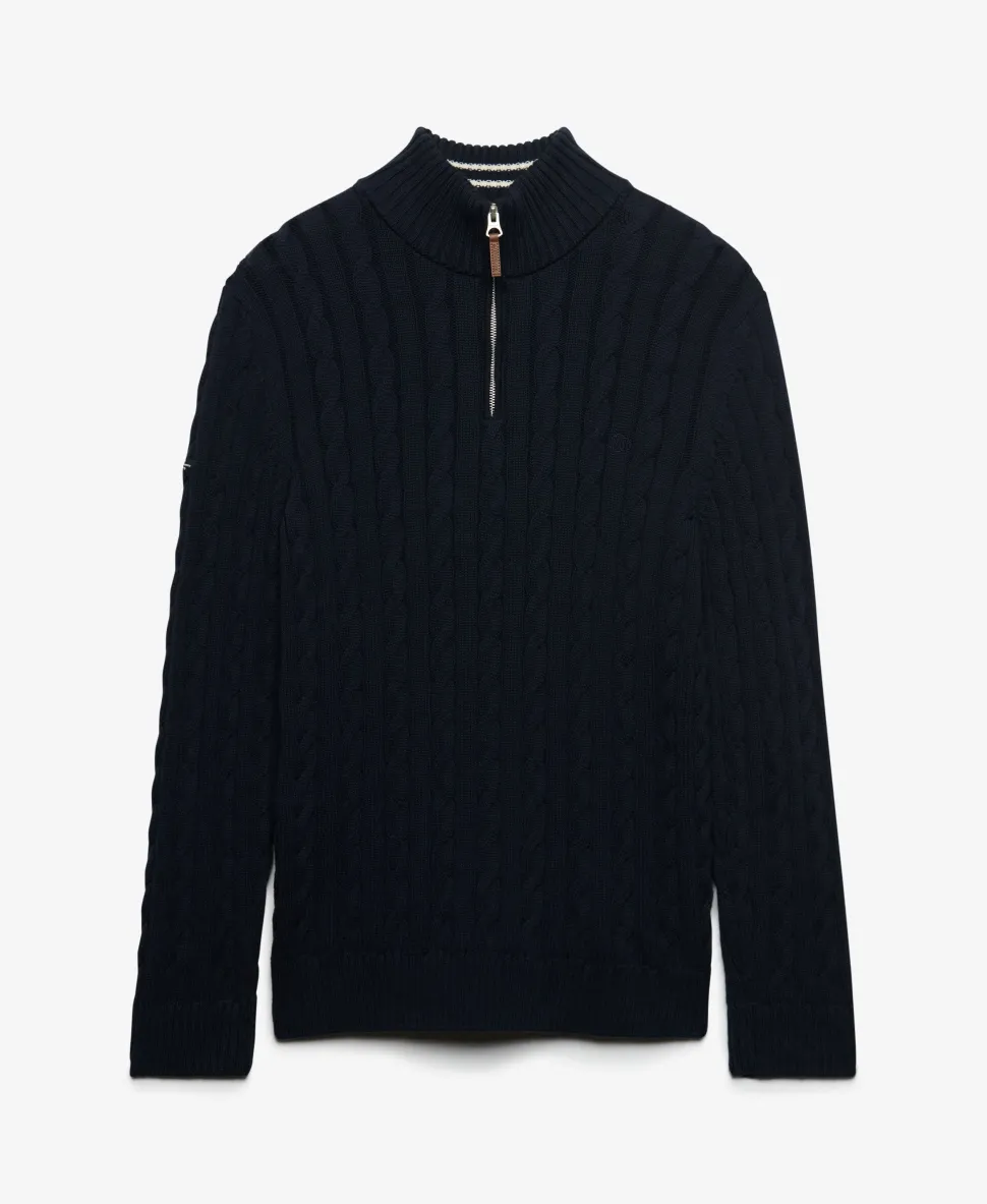 Organic Cotton Classic Cable Half-Zip Jumper