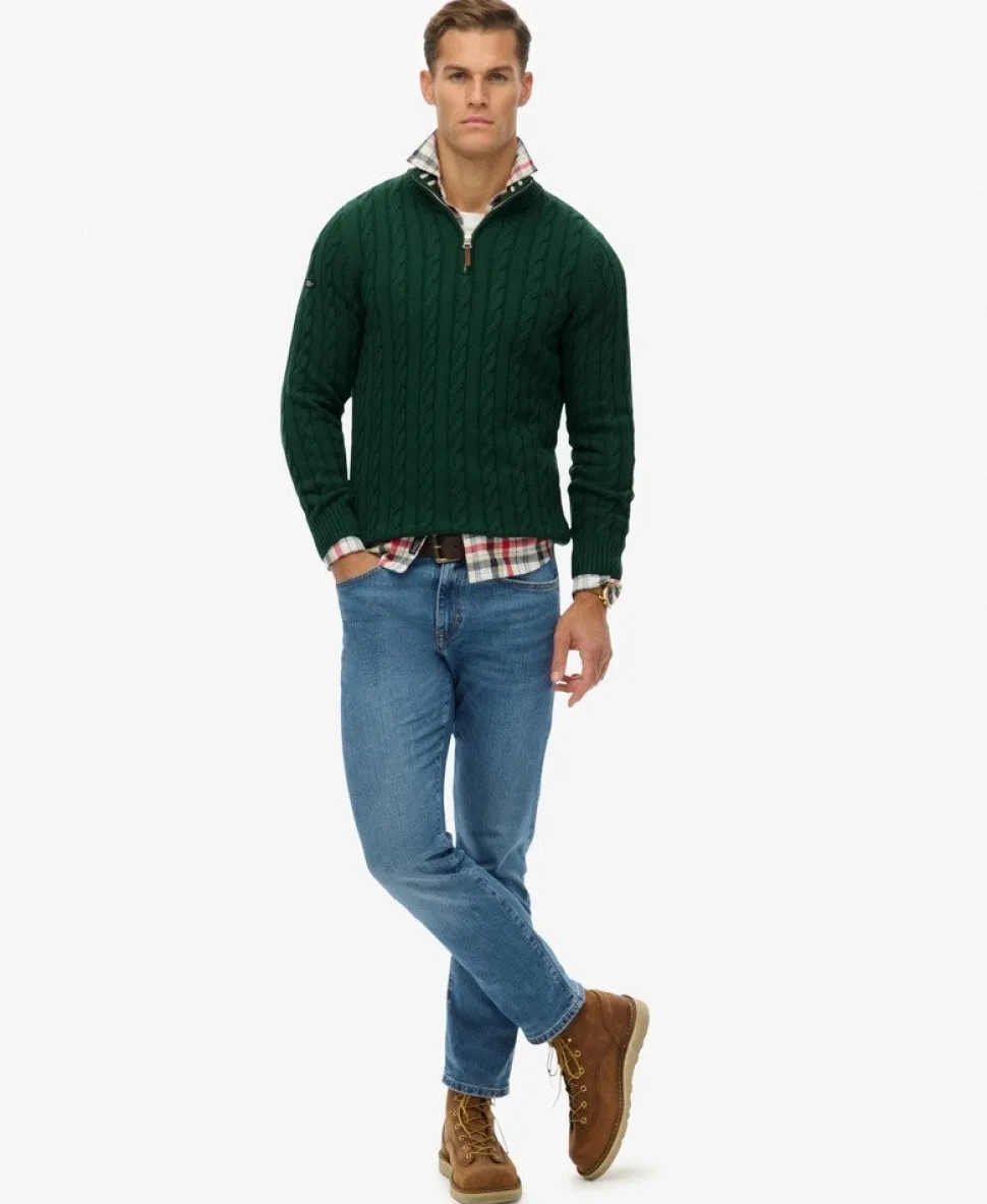 Organic Cotton Classic Cable Half-Zip Jumper