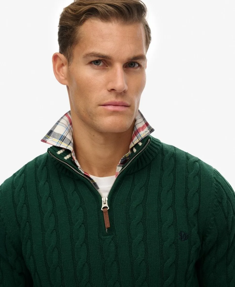 Organic Cotton Classic Cable Half-Zip Jumper