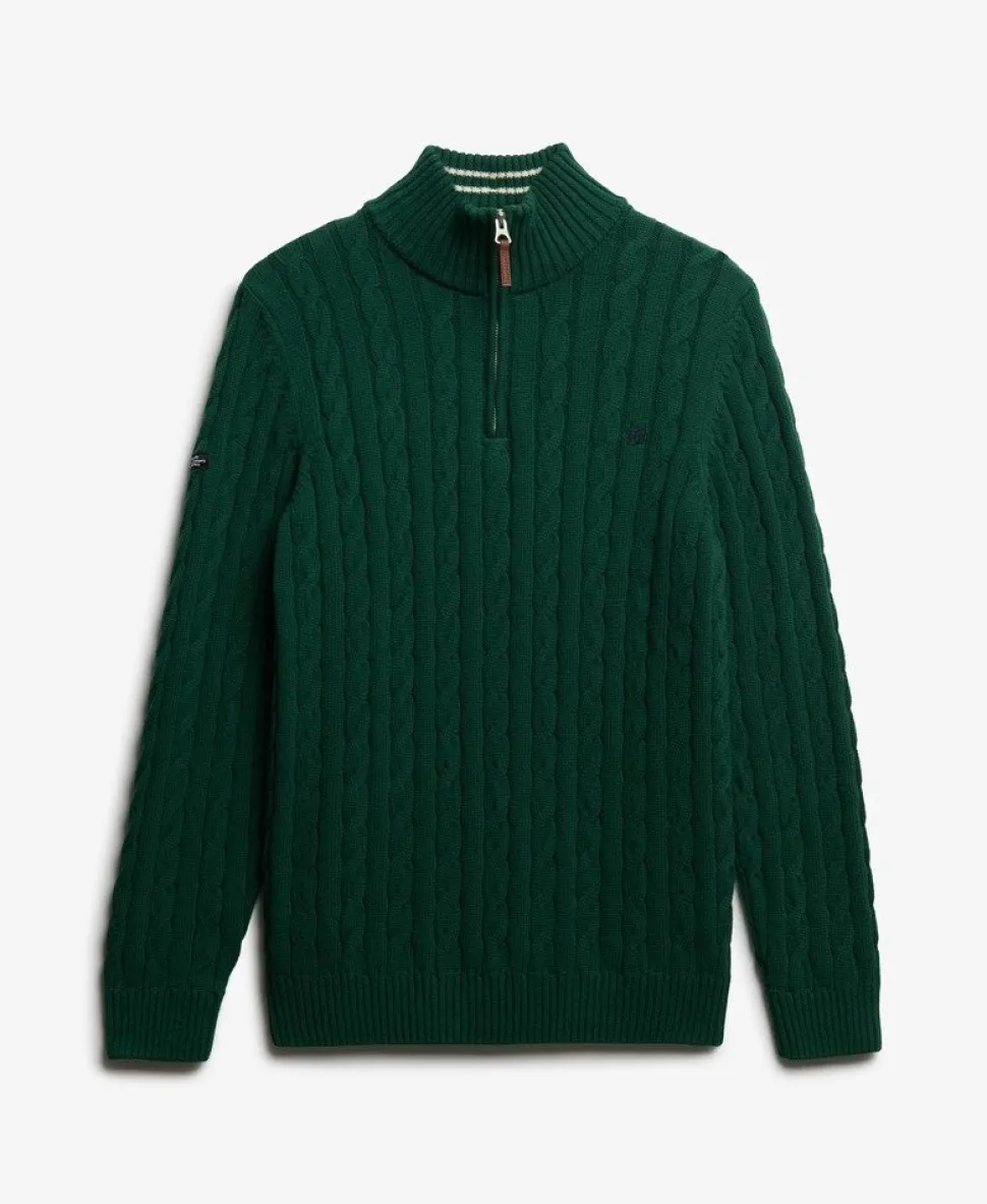 Organic Cotton Classic Cable Half-Zip Jumper