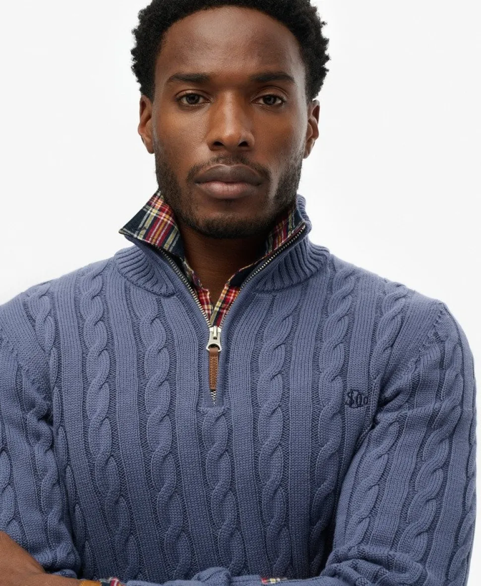Organic Cotton Classic Cable Half-Zip Jumper