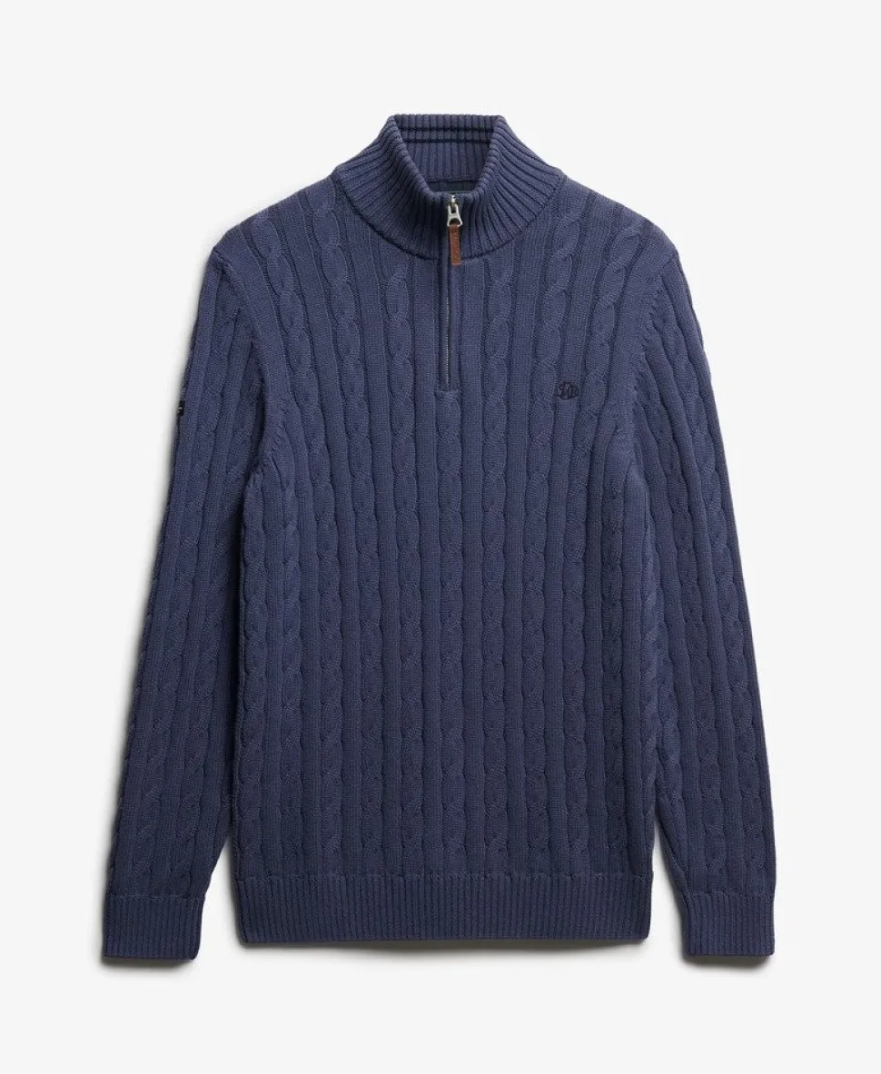 Organic Cotton Classic Cable Half-Zip Jumper