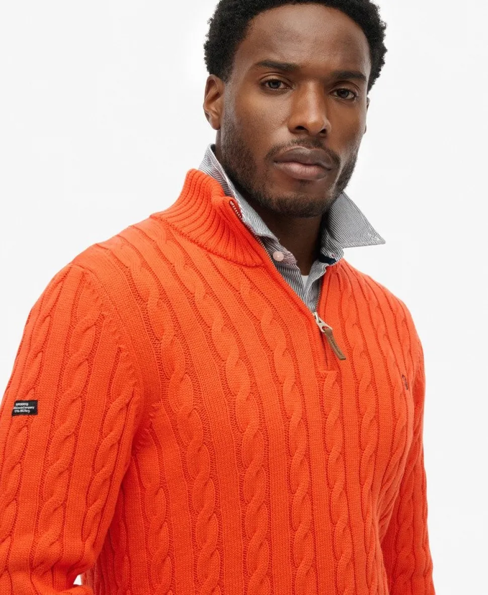 Organic Cotton Classic Cable Half-Zip Jumper
