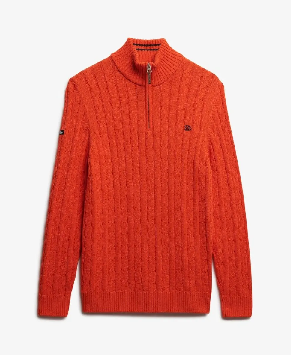Organic Cotton Classic Cable Half-Zip Jumper