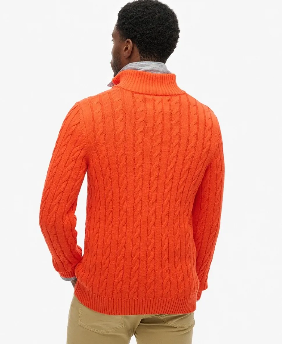 Organic Cotton Classic Cable Half-Zip Jumper