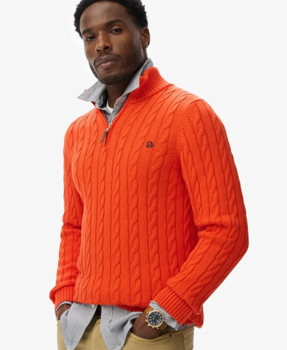 Organic Cotton Classic Cable Half-Zip Jumper