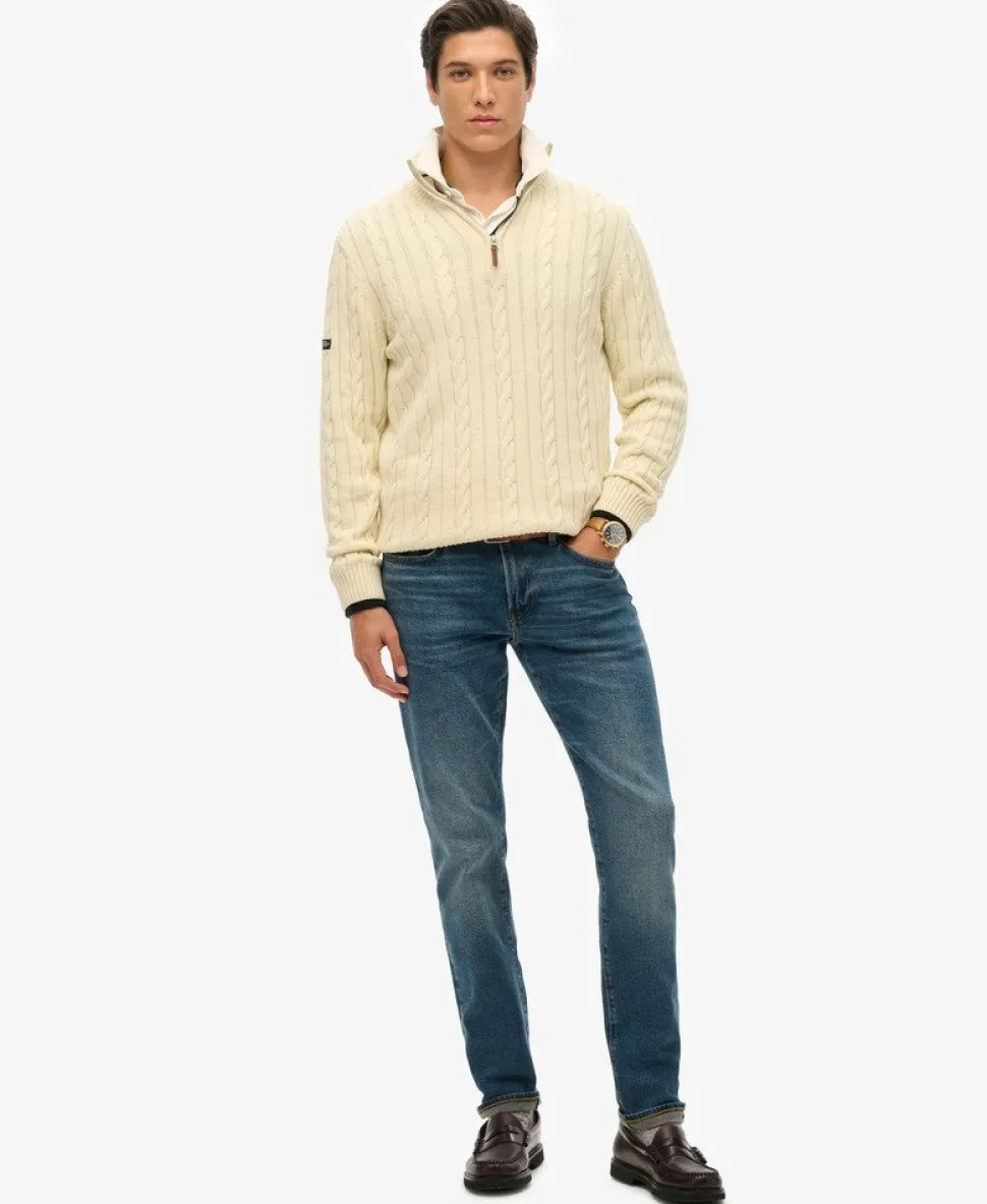 Organic Cotton Classic Cable Half-Zip Jumper