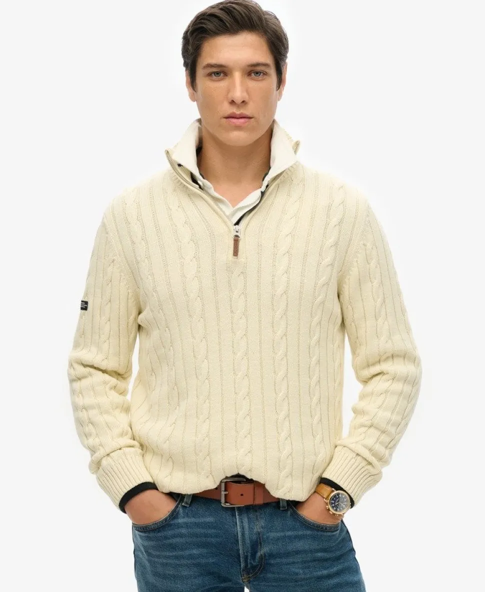 Organic Cotton Classic Cable Half-Zip Jumper