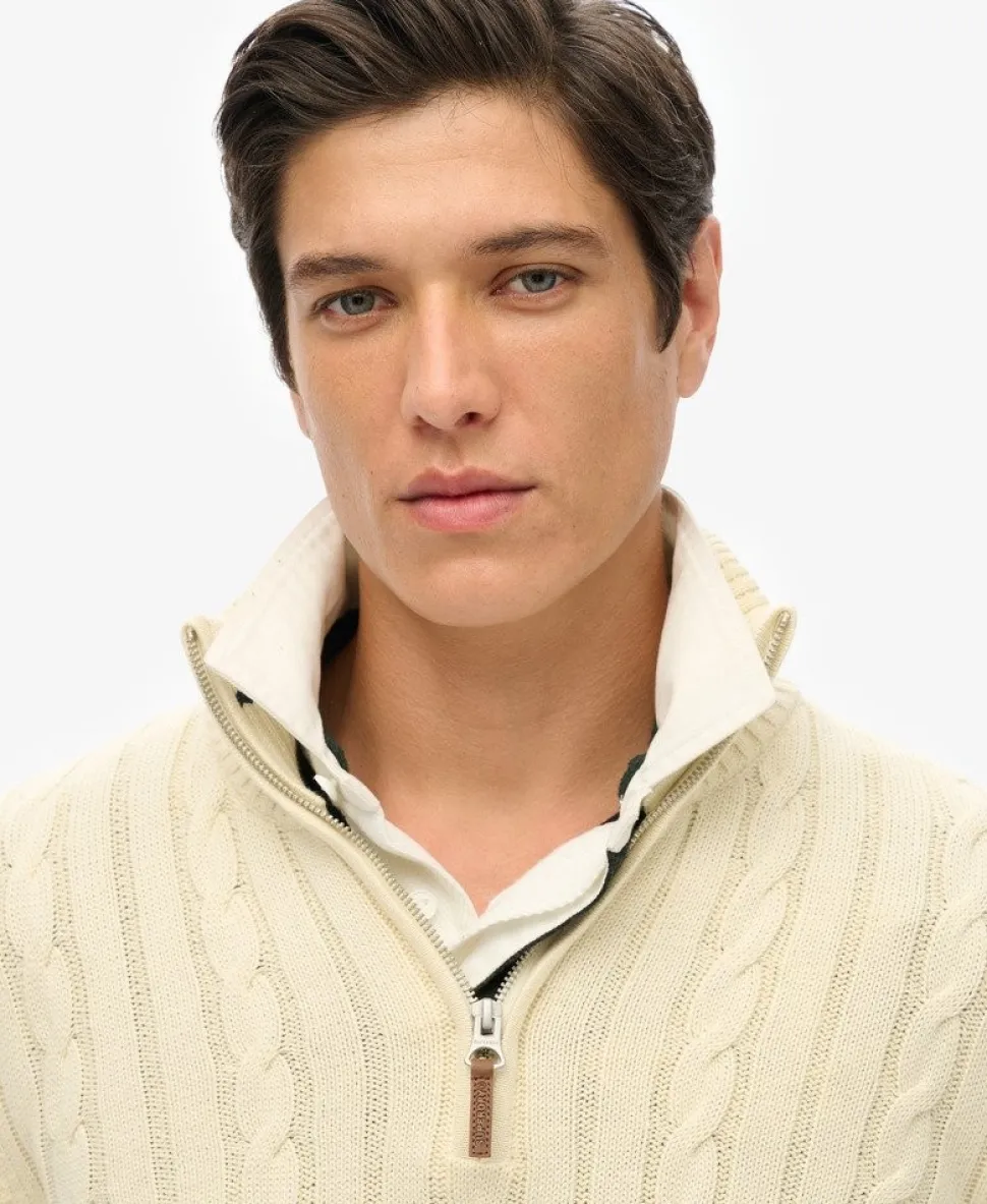 Organic Cotton Classic Cable Half-Zip Jumper