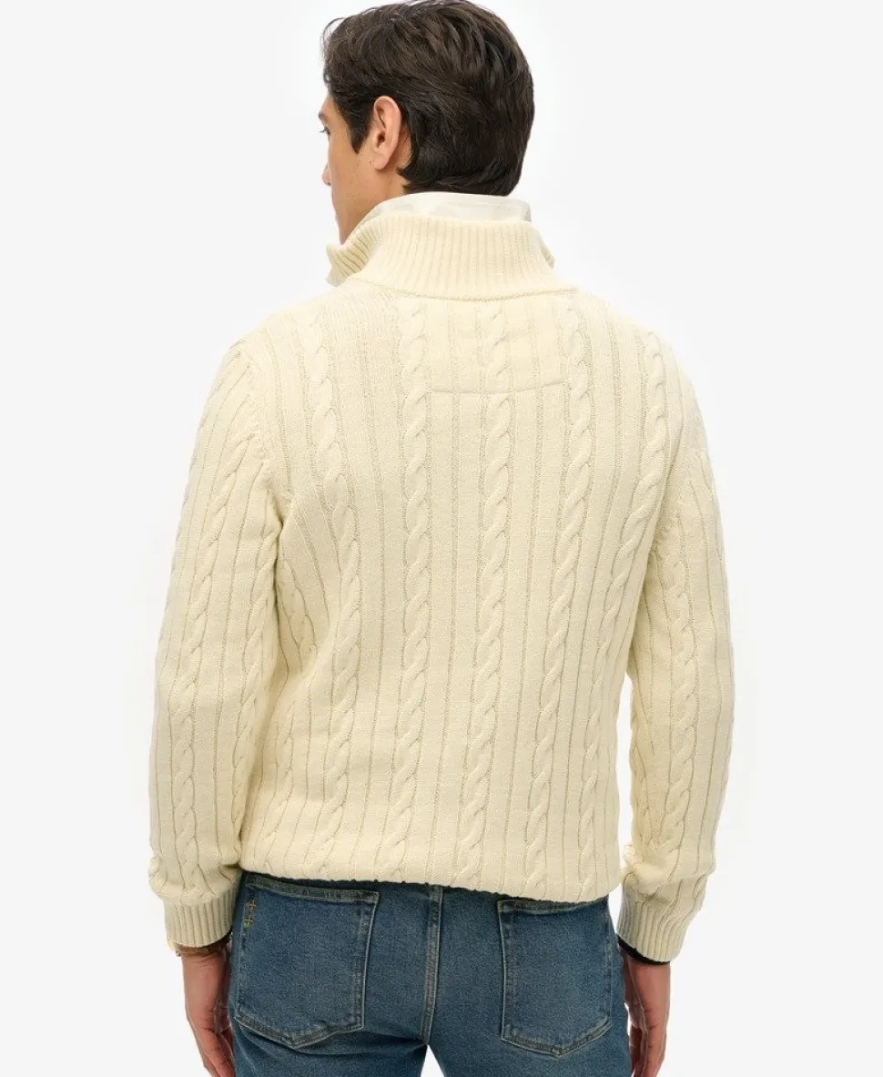 Organic Cotton Classic Cable Half-Zip Jumper