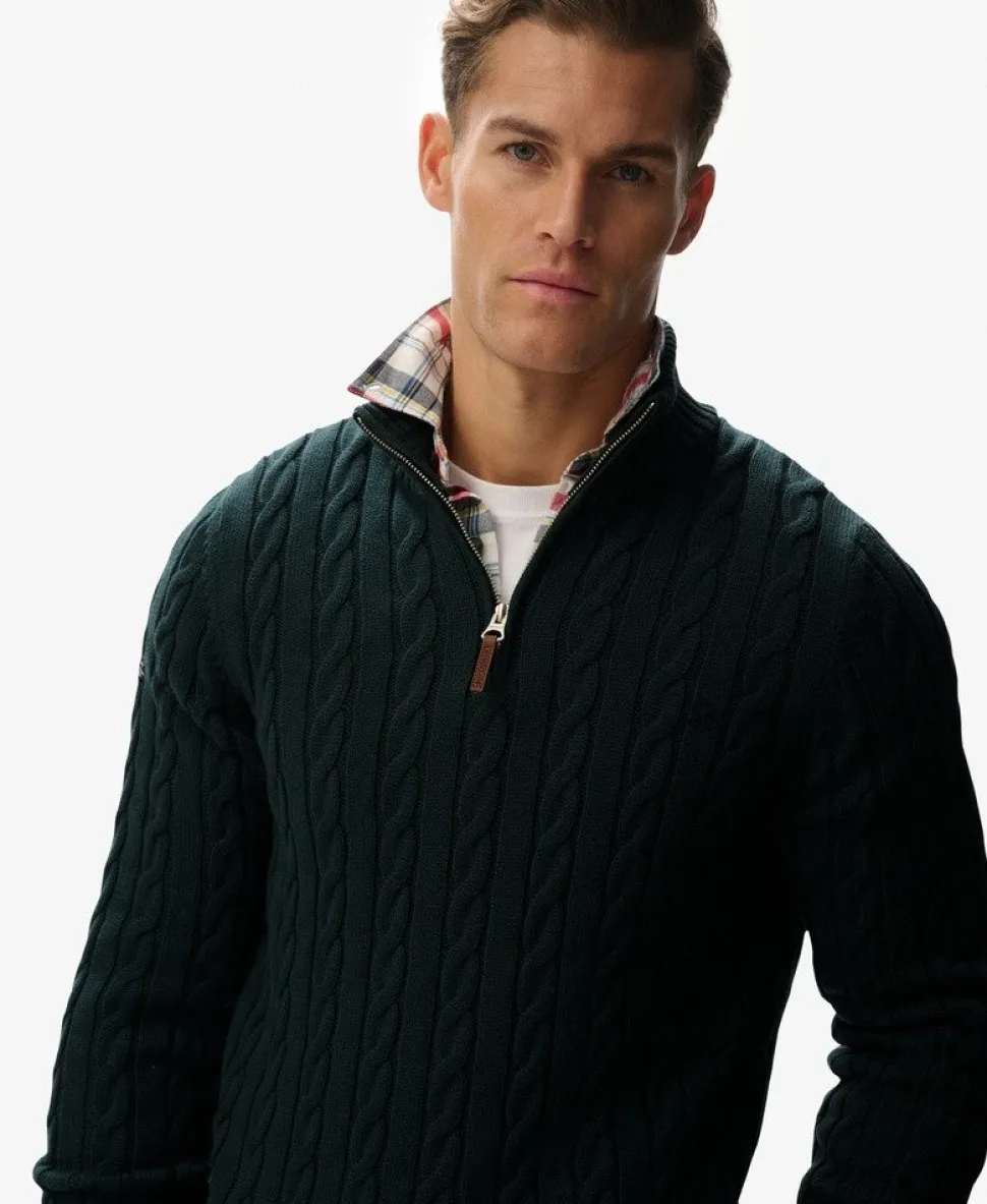 Organic Cotton Classic Cable Half-Zip Jumper