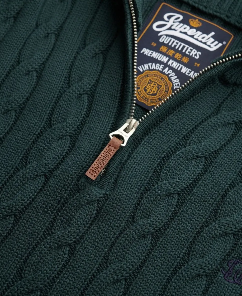 Organic Cotton Classic Cable Half-Zip Jumper