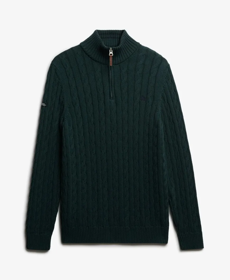Organic Cotton Classic Cable Half-Zip Jumper