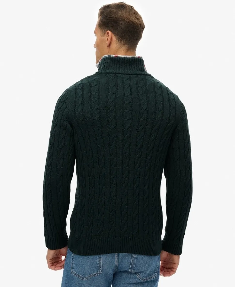 Organic Cotton Classic Cable Half-Zip Jumper