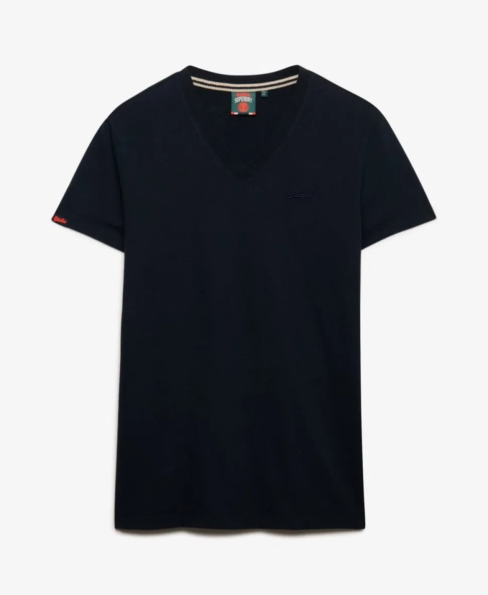Organic Cotton Embroidered Logo V Neck T-Shirt