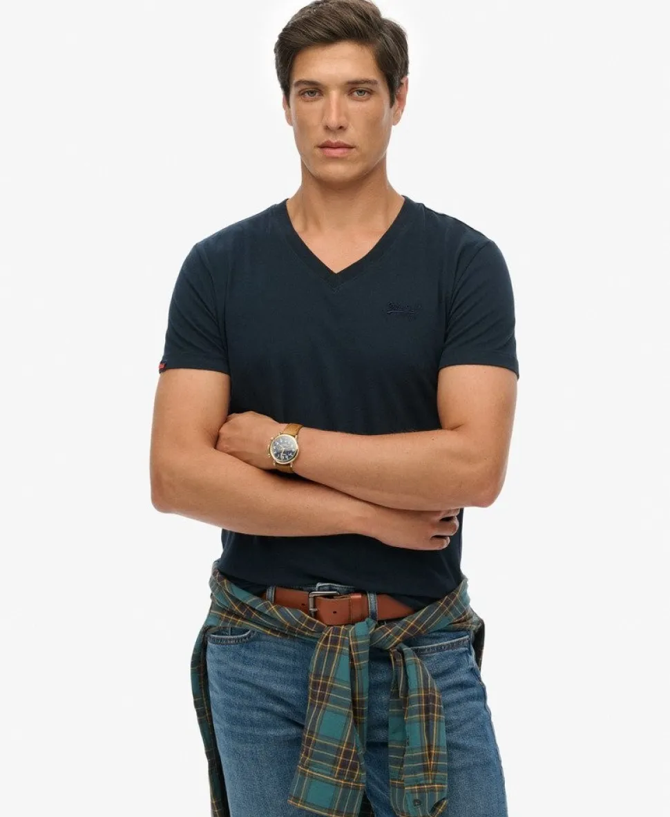Organic Cotton Essential Logo V Neck T-Shirt