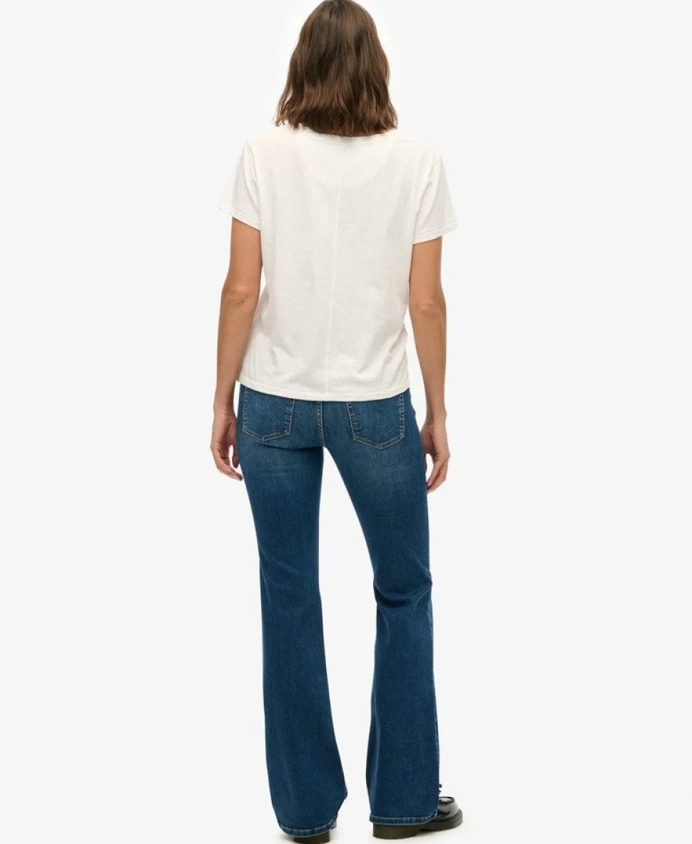 Organic Cotton Mid Rise Flare Jeans